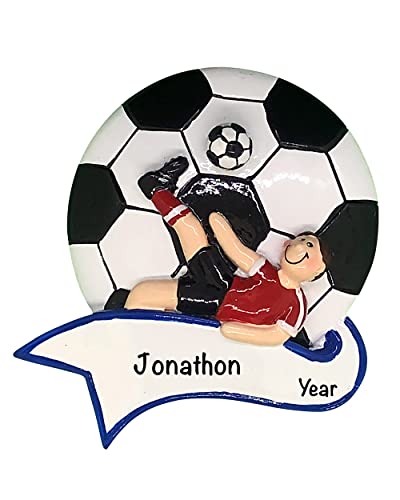 Personalized Soccer Ball Ornaments For Christmas Tree 2022 – Polyresin Soccer Boy Kick Ornament – Unique Sports Fan Ornaments – Cool Soccer Gifts For Boys, Soccer Decor For Boys – Sports Ornaments #TOP10