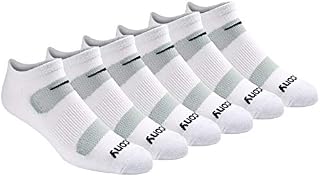 Saucony Men's Multi-Pack Mesh Ventilating Comfort Fit Performance No-Show Socks, White (6 Pair)