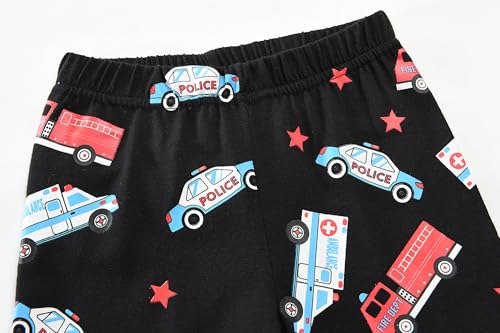 EULLA Kinder Jungen Schlafanzug Langarm Baumwolle Winter Pyjama Set Feuerwehrwagen Zweiteiliger Nachtwäsche 5 Jahre alt Größe 110 J-Grau Feuerwehrwagen Krankenwagen DE 110