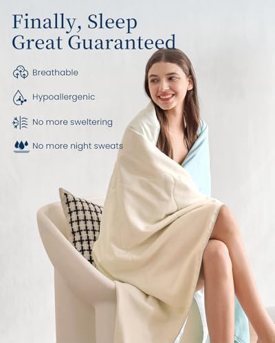 Image of THXSILK Mulberry Silk Throw Blanket, Ombre Gradient Design, 100% Natural Mulberry Silk Filling, Compact for Sofa Couch, Travel & Camping, Machine Washable Decorative Accent Piece(Mint Green, 50 inchx60 inch)