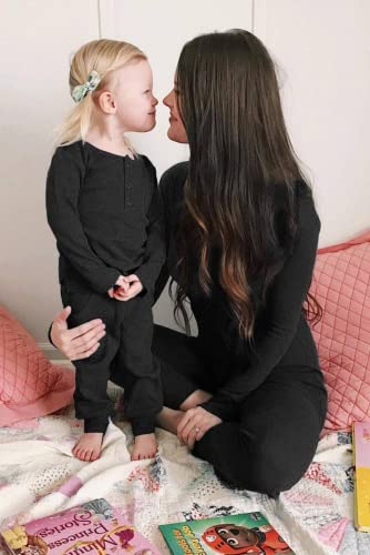Ekouaer Maternity Thermal Underwear For Women Ultra Soft Smooth Knit Henley Long Johns Set Base Layer Top & Bottom (Black Xxl) #TOP2