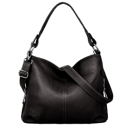 Image of YALUXE Women's Real Leather Shoulder Bags Hobo Handbag Purse Crossbody Bag