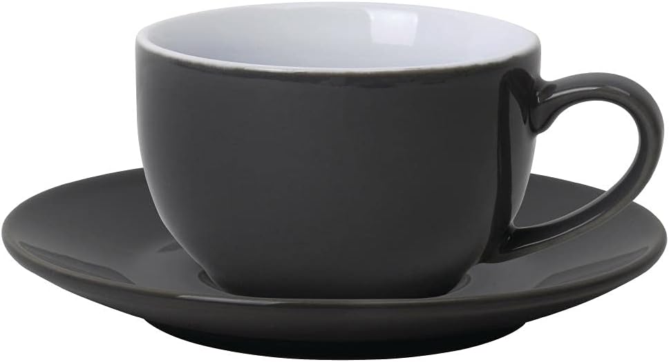 Olympia Cafe Saucers Charcoal Porcelain Coffee Plate Kitchen Restaurant 12pc