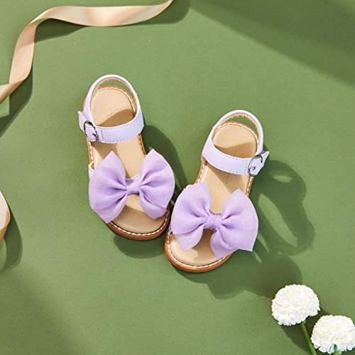 Tegeek Toddler Girl Casual Dress Shoe Open Toe Bowknot Summer Sandal(Ta302,Purple/08M) #TOP2