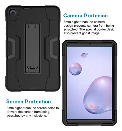 Jaorty 3 in 1 Hybrid [Soft&Hard] Heavy Duty Rugged Stand Cover Shockproof Anti-Slip Anti-Scratch Full-Body Protective Cases for Samsung Galaxy Tab A 8.4 2020 (T307),Black/Black by Jaorty - Image 5