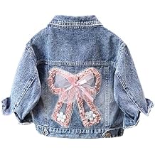 ASHER FASHION Girls Denim Jacket with 3D Flower Design