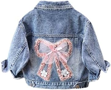 ASHER FASHION Girls Denim Jacket with 3D Flower Design