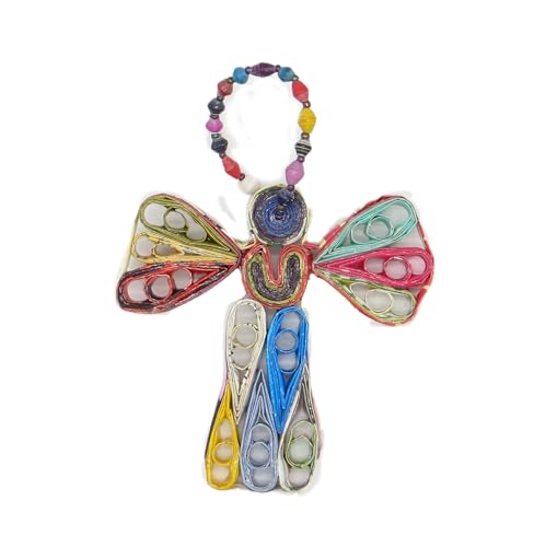 Outreach Uganda Handmade Folded Paper Christmas Ornament – Multi-Color Angel