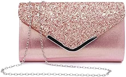 DZOZO Women Clutch Bag Sparkly Silver Evening Handbag Chain Shoulder Bag Bridal Prom Party Handbag Purse Envelope Bag Clutch Bag Elegant Sequins