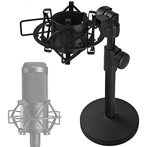 Metal Desk Mic Stand with Metal Shock Mount, Adjustable Table Microphone Stand for Audio Technica AT2020 AT2020USB+ AT2035 ATR2500x Condenser Studio Microphone by Frgyee Metal Desk Mic Stand with Metal Shock Mount, Adjustable Table Microphone Stand for Audio Technica AT2020 AT2020USB+ AT2035 ATR2500x Condenser Studio Microphone by Frgyee
