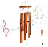 Carillon à vent en bambou - 6 tubes - 78 cm - Carillon à vent en bois à suspendre pour l'intérieur - Cadeau commémoratif vintage pour l'extérieur, le jardin, la terrasse et la décoration de la maison