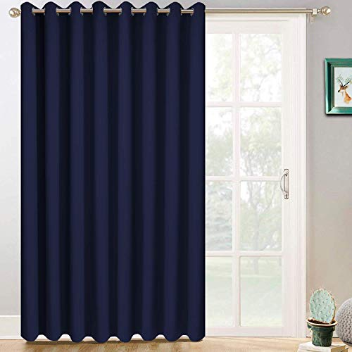 Yakamok Room Darkening Extra Wide Blackout Curtains for Living Room, Sliding Glass Door Home Blackout Curtains for Villa/Hall(Navy Blue, 100 inches x 84 inches)
