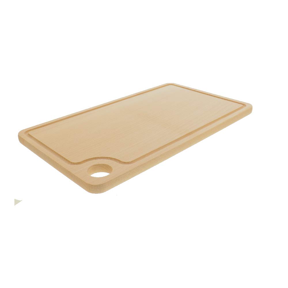 HOFMEISTER Holzwaren Wooden Beech Rectangle Chopping Board with Juice Groove and Grifflochfräsung
