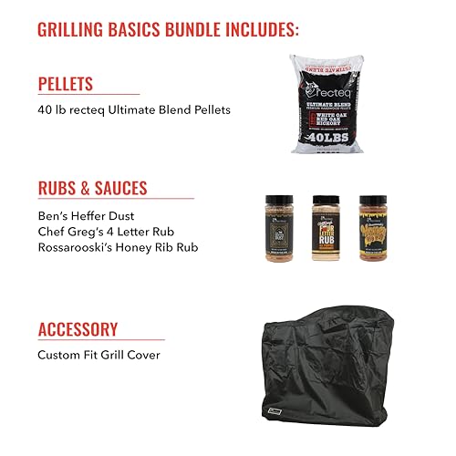recteq Pellet Grill RT-B380X Bullseye Deluxe + Grilling Basics Bundle, WiFi Enabled Electric Pellet Smoker Grill, BBQ Outdoor, Smoke, Sear, and More