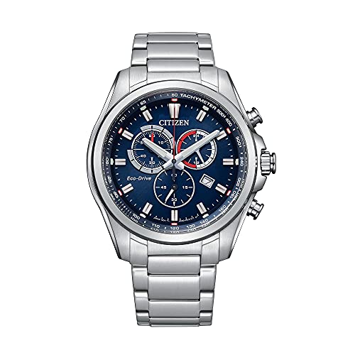 Citizen Men's Eco-Drive Weekender Chronograph Watch in Stainless Steel, Blue Dial, 43mm (Model: AT2131-56L) by CITIZEN - Used condition - US$205.58