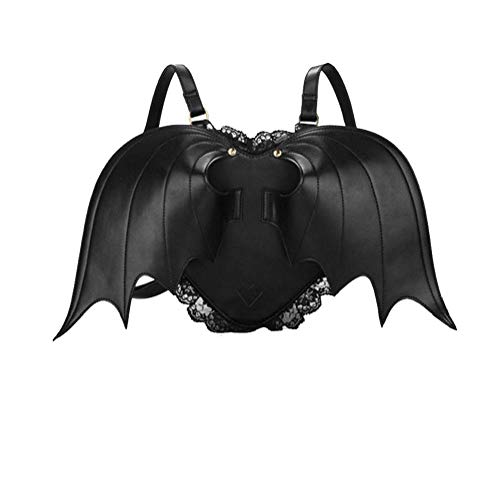 Frauen Mini-Rucksack Neuheit Schwarzer Schläger-flügel Rucksack Fashion Schultertasche Handtasche Für Frauen-mädchen-schwarz Cover