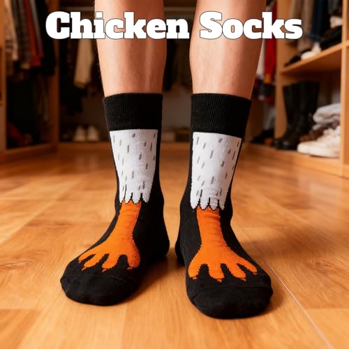 Chicken Leg Socks,Chicken Socks,Lustigem Hühnerbein Socken,Erwachsene Witzige Socken,Hühnersocken Geschenke Vogel Paw Hühnerbein Stocking Witzig Personalisierte für Damen Herren Faschingskostüm (A)