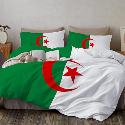 Housse de couette drapeau algérien 200x200 parure de lit microfibre sans repassage - 3