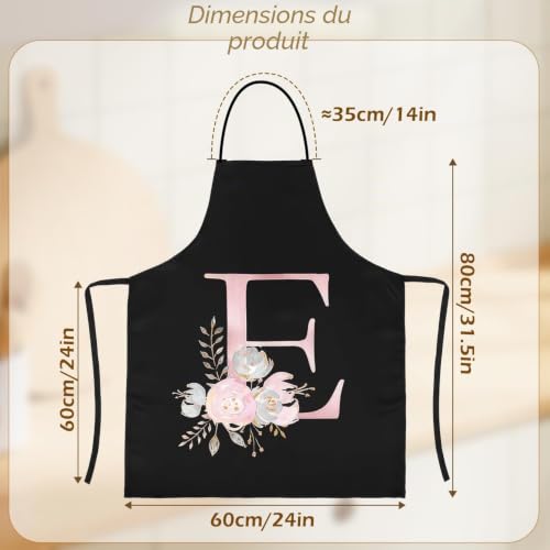 LECTNORE Tablier, Tablier Noir Pour Femme Tabliers De Cuisine Personnalisé Tablier Imperméable Tablier De Cuisine Tablier De Chef Pour Femme Homme (1pcs-E) – vue 2