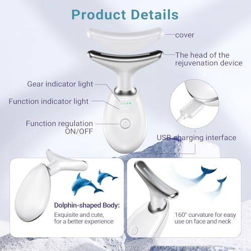 KYOTTANI Neck Face Massager, Face Sculpting Tool, 3 Modes and Vibration for Facial Massager for Double - Chin Wrinkle,Daily Home Use