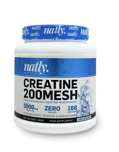 Natly Creatina Monohidrato 500g | Creatina Micronizada 200 Mesh | Suplemento Para Fuerza, Rendimiento y Recuperación Deportiva | Sin Azúcar Sin Sabor | Incluye Dosificador