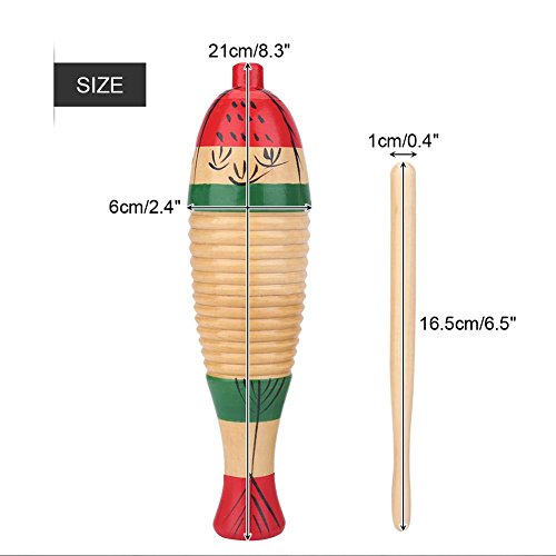 Tyenaza Guiro Instrument, Fish Shaped Guiro Wood Latin Percussion Musical Instruments Toys With Rhythm Sticks For Adults Kids #TOP1
