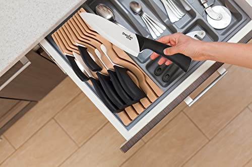 Shenzhen Knives Large In-Drawer Knife Block: 11 Slot (Holds 10-12 Knives) Empty Plastic Knife Holder And Organizer Tray For Kitchen Drawers #TOP7