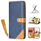 らくらくスマートフォン ケース 手帳型 F-01L/F-42A ストラップ付 手触りが良い 人気 上質 (ブルー)