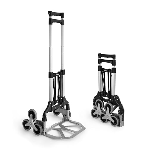 KENDO Sackkarre Treppensteiger Klappbar 80 kg - Faltbare Aluminium Treppensackkarre mit 6 Rädern für Treppen und Lasten - Transportwagen klappbar Transporthilfe Trolley für Haushalt & Umzug