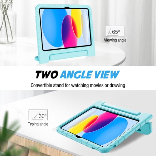 ProCase Kids Case for iPad A16 11th Generation 2025/iPad 10th Generation 2022 with Pencil Holder, iPad 11/10 Case Shockproof Lightweight Cover with Stand Convertible Handle for Children -Aqua by ProCase - Image 5