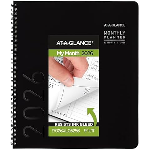 AT-A-GLANCE 2026 Monthly Planner, 9x11, Black Cover