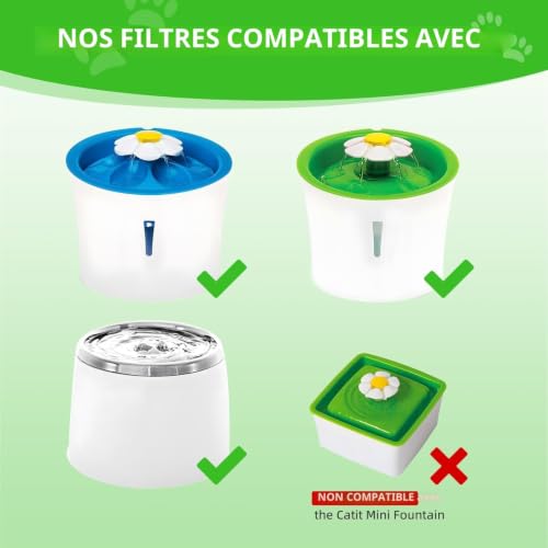 Lot de 5 filtres pour Fontaine à Chat avec Filtre à Charbon et Filtre en Mousse, Filtre de Rechange pour Chats et Chiens pour Fontaine à Eau de 3 l – vue 5
