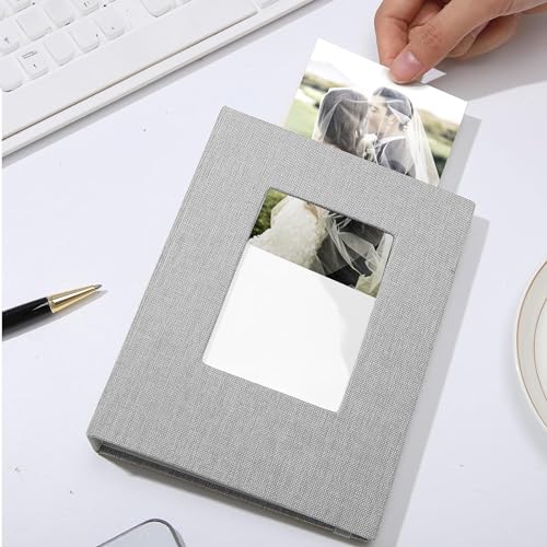 10 Pieces Small Photo Album 4x6, Photo Book Linen Cover Picture Album, Each Small Album 26 Pages Hold 52 Pictures for Artwork Postcards Picture Storage (Grey, Black, Beige) by Byolec - Image 4