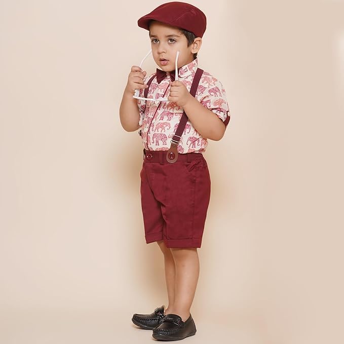 Image of AJ DEZINES Kids Casual Wear Clothing Cotton Shirt Short Set For Boys