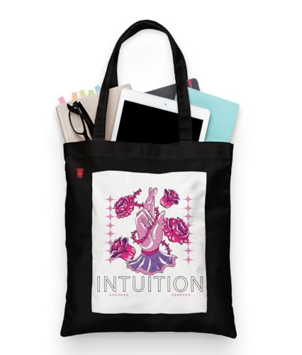 Image of ZORI Black Tote Bag With Pocket Printed Designed Canvas Tote Bags For Women large capacity,Tote bag For Shopping, College, Travel, More Canvas Handbag For Unisex Bag