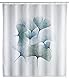 WENKO Anti-Schimmel Duschvorhang Ginkgo, Textil-Vorhang mit Antischimmel Effekt fürs Badezimmer, waschbar, wasserabweisend, mit Ringen zur Befestigung an der Duschstange, 180 x 200 cm
