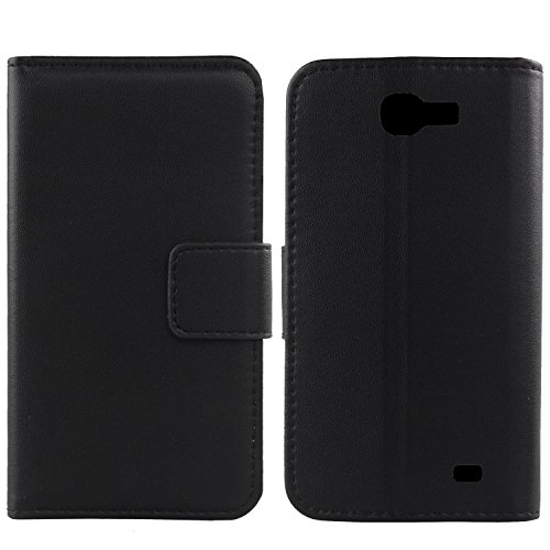 Gukas Design Veritable Cuir Etui pour Samsung Galaxy Express I8730 Housse Coque Premium Case Cover Flip Protecteur Portefeuille Genuine Leather Wallet (Noir)