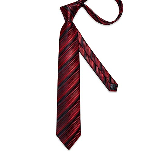 Image of DiBanGu Mens Striped Tie Silk Woven Necktie and Pocket Square Cufflinks Tie Clip Set Wedding Business Formal Gift Tie for Men