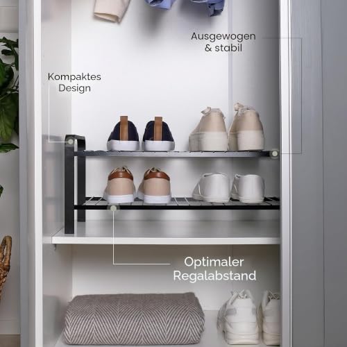 LM 391 Schuhregal aus Öko-Holz - pulverbeschichtetes Schuhregal platzsparend, 670 mm breite, ideal für Schrank… – Ansicht 5