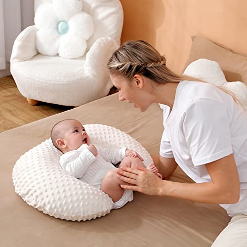 Nursing Pillow And Positioner With Minky Cover For Breastfeeding And Bottle Feeding, Propping Baby, Tummy Time, Baby Sitting Support, Awake-Time Support (Beige) #TOP1