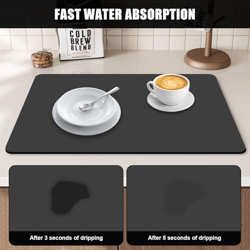 Miniatura 3 de 1 Tapete De Secado De Platos, Encimera De Cocina, Cafetera, Bar, Configuración Para Fregadero Del Hogar, Almohadilla Antideslizante De Drenaje De Agua Gris Oscuro