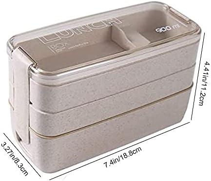 Stackable Bento Box Adult Lunch Box, Japanese Bento Lunch Box for Kids, Food Containers with Compartments, Leak Proof Lunch Box Containers with Fork and Spoon