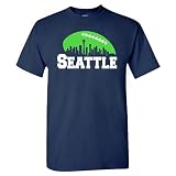Xtreme Apparrel Seattle Skyline Men's T-Shirt for Football Fans (Navy Shirt, L)
