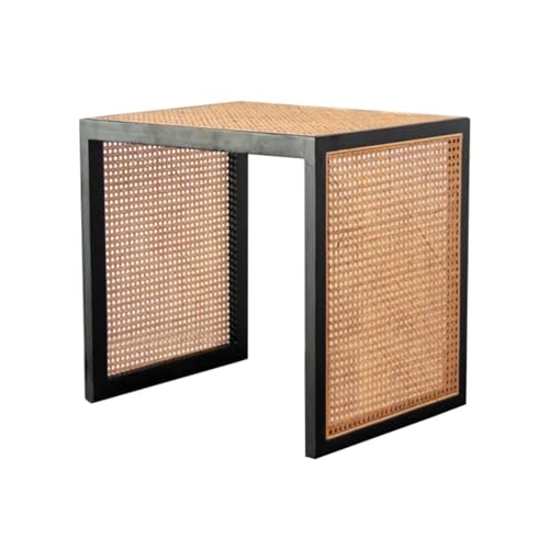 Image of Wooden Coffee Table| End Table| Sofa SideTable| SideTable for Living Room| Rattan Cane Table (45x45) Black Set of 2