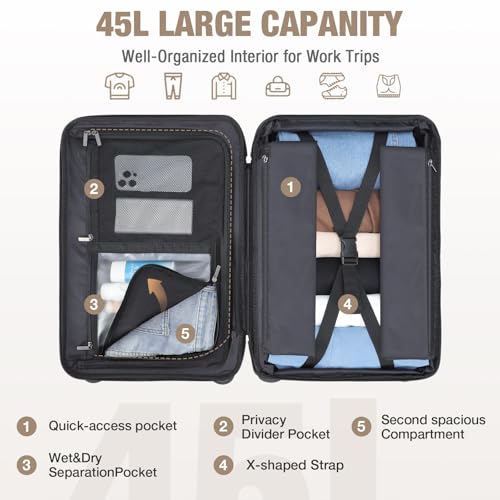 Softside Expandable Checked Luggage with Spinner Wheels, Medium 22 Inch Waterproof Suitcase with TSA Lock, Lightweight Travel Bag for Men and Women – Black3