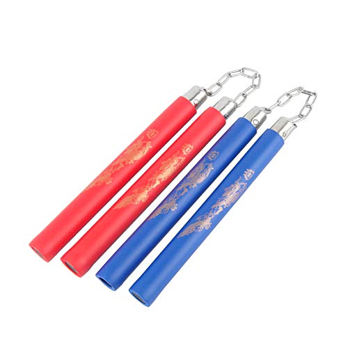 Superdo Foam Nunchucks Safe Rubber Nunchakus (Red&Blue, Double Pack) #TOP8