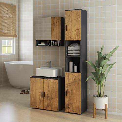 kleankin Armoire Murale Miroir de Salle de Bain Placard de Rangement 2 Portes avec étagères...