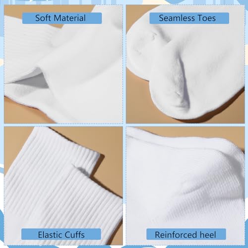 Lusofie Girls Crew Socks 8-10 Years Old 3 Pairs White Kids Socks For Boys Girls White Crew Socks Unisex Kids 8-10 Years Old Youth Boys Girls Soft 9-12 Years Kids Crew Socks3