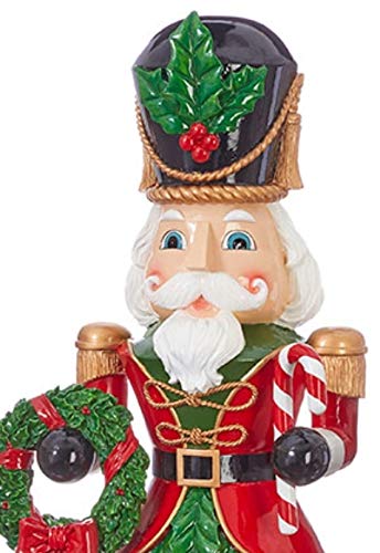 RAZ Imports Large Standing Christmas Nutcracker with Wreath Figurine, 43 1/2 Inch, Red
