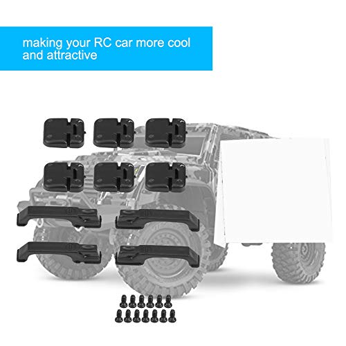 Dilwe RC Car Door Hinge & Handle, 1set Black Plastic Modern Style for 1/10 RC Crawler, As Shown in the Picture, One size fits all - Image 2